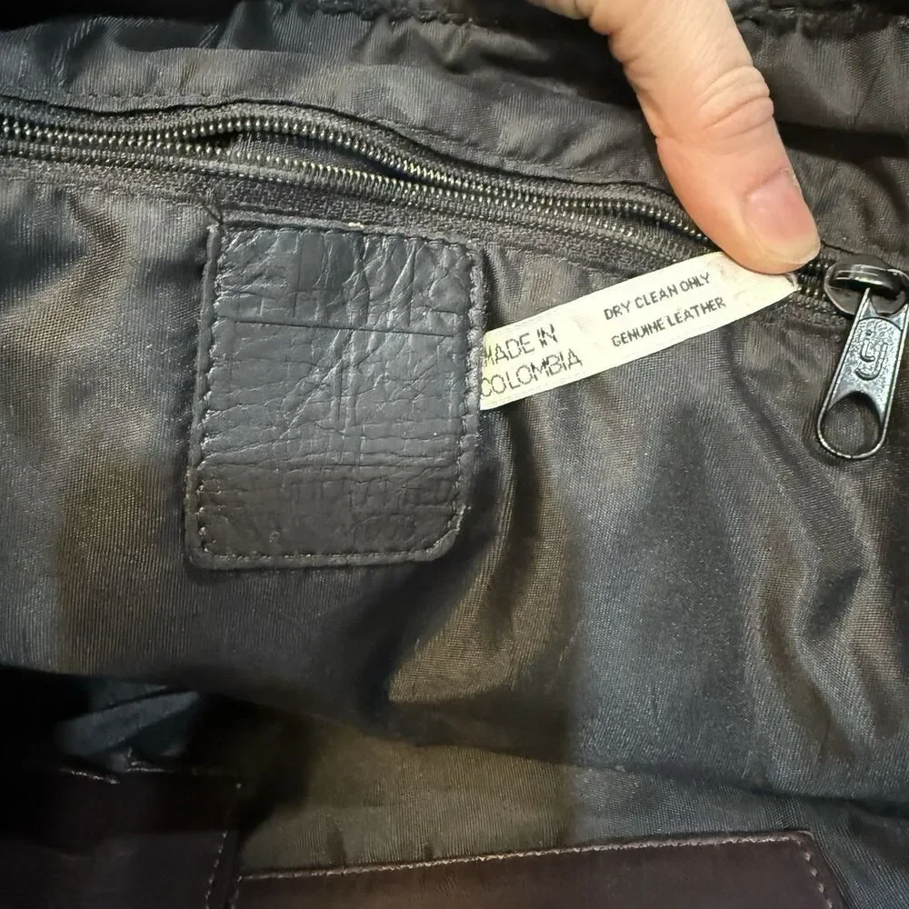 Frye Messenger Bag Leather Zip Work Briefcase in Brown Leather Distressed